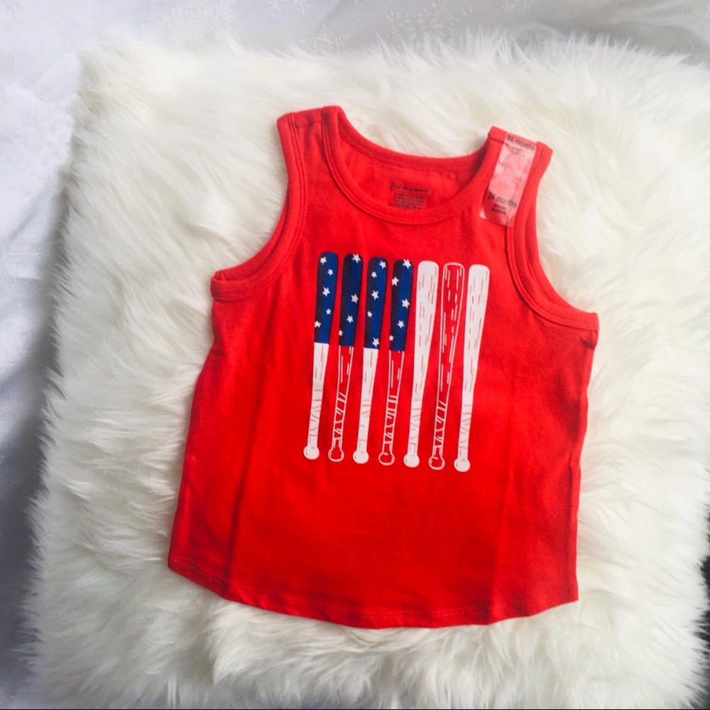 NWT 24 MONTHS T-SHIRT TANK TOP RED WITH BASEBALL BATS